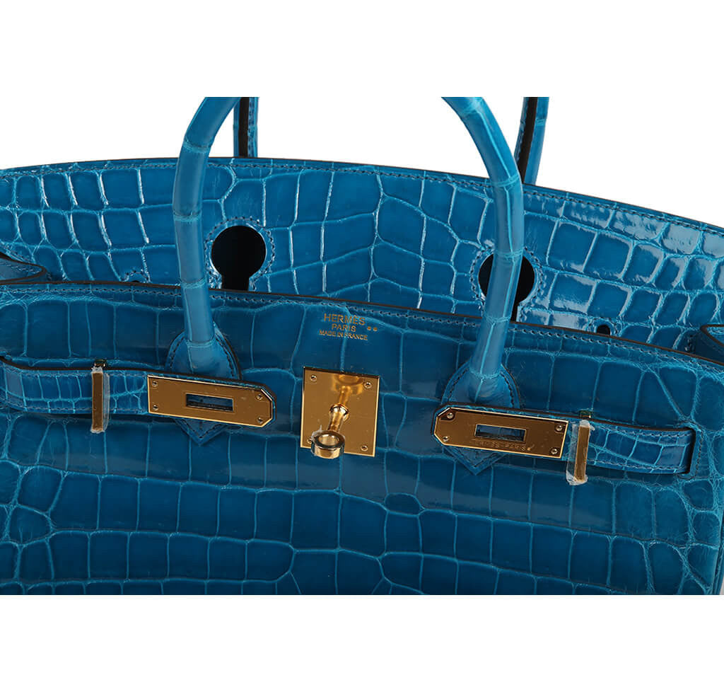 BRAND NEW Hermès Birkin 30 Blue Izmir Crocodile Niloticus PHW