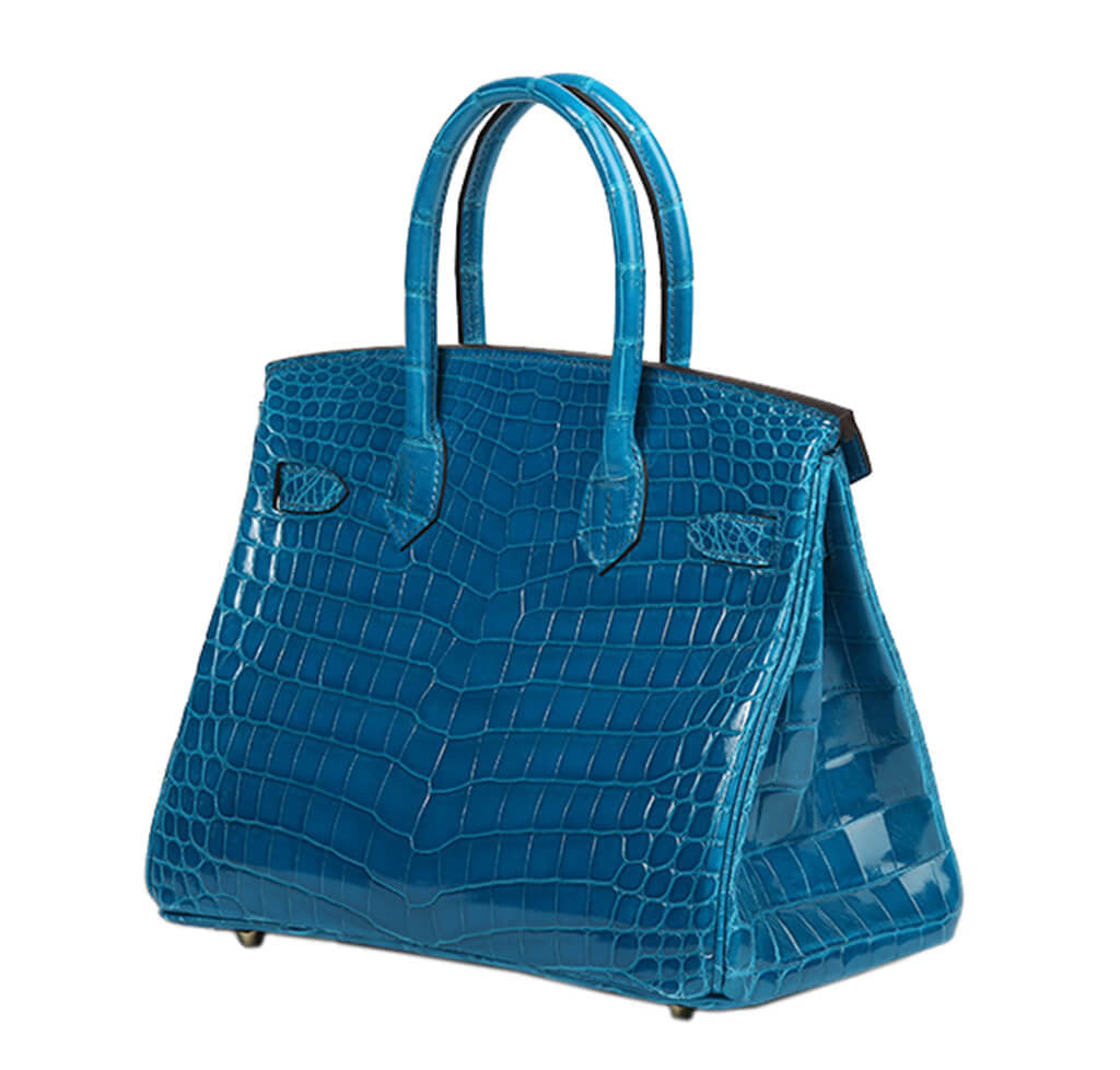 Hermès Birkin 30 Bag Blue Izmir Niloticus Crocodile - Gold