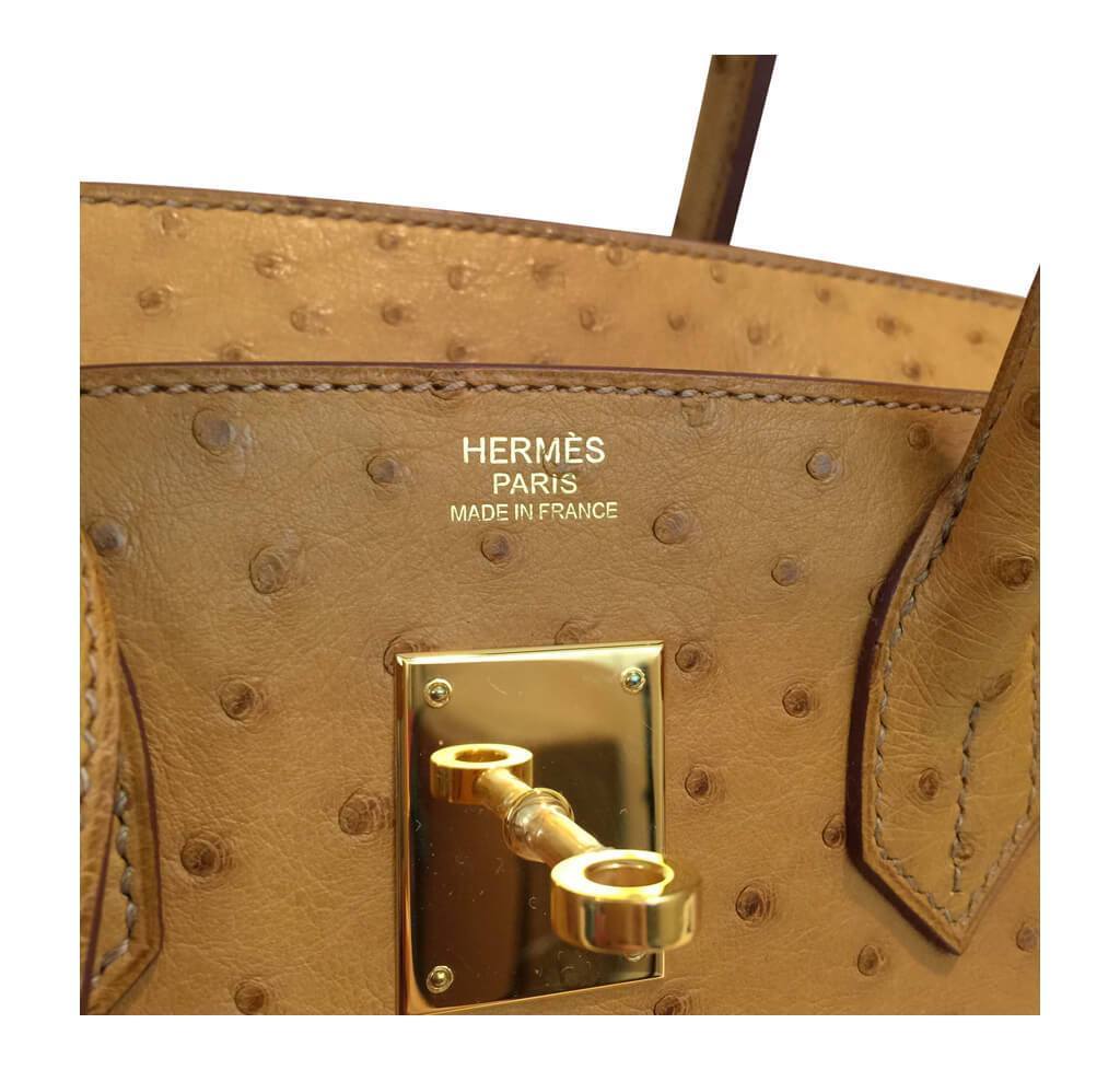 Hermès Birkin Ostrich Bag Gold 30cm