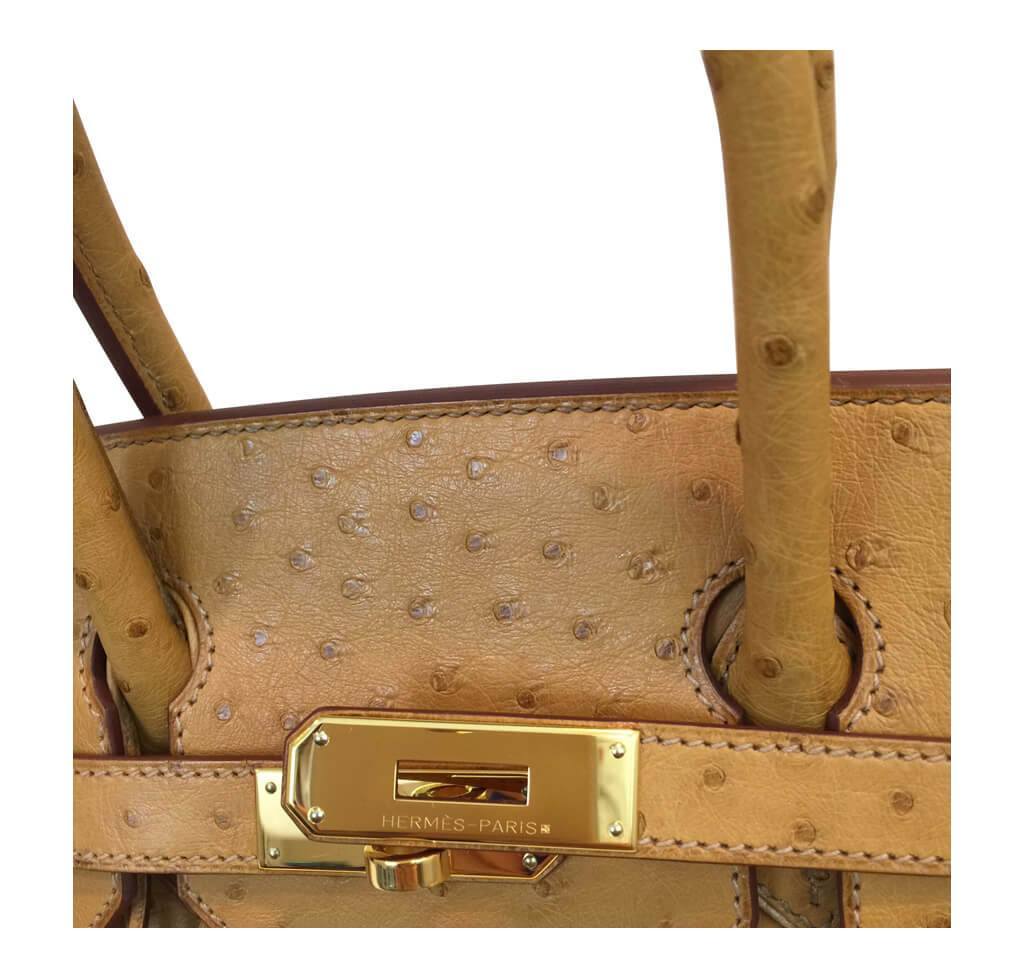 Hermes 30cm Fuchsia Pink Ostrich Gold Plated Birkin Bag - Yoogi's