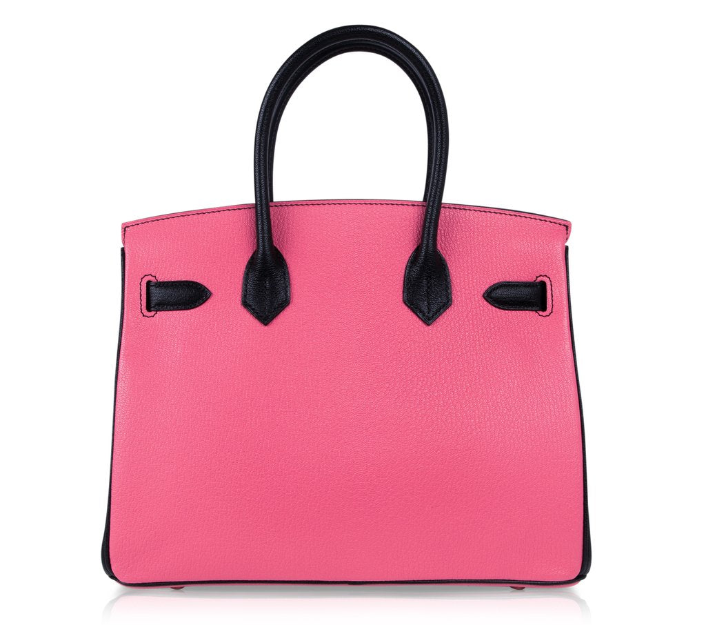 Hermès Birkin 30 Rose Lipstick Noir Chevre GHW - Special Order Bag