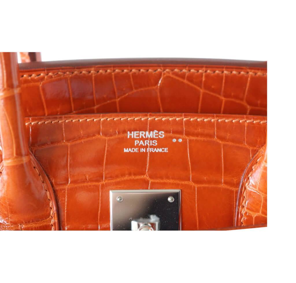 Hermes Birkin 30 Orange Crocodile PHW