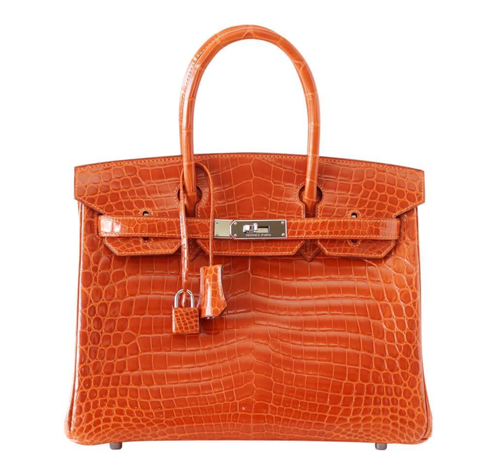 Hermes Potiron Orange Niloticus Crocodile Birkin 30 Auction