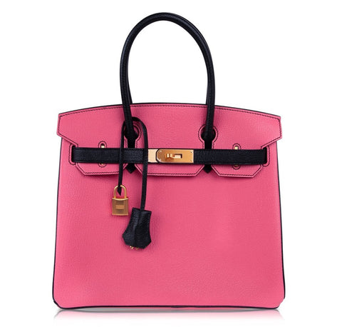Hermès Kelly 25 Special Order Black-Rose Poupre - Designer WishBags
