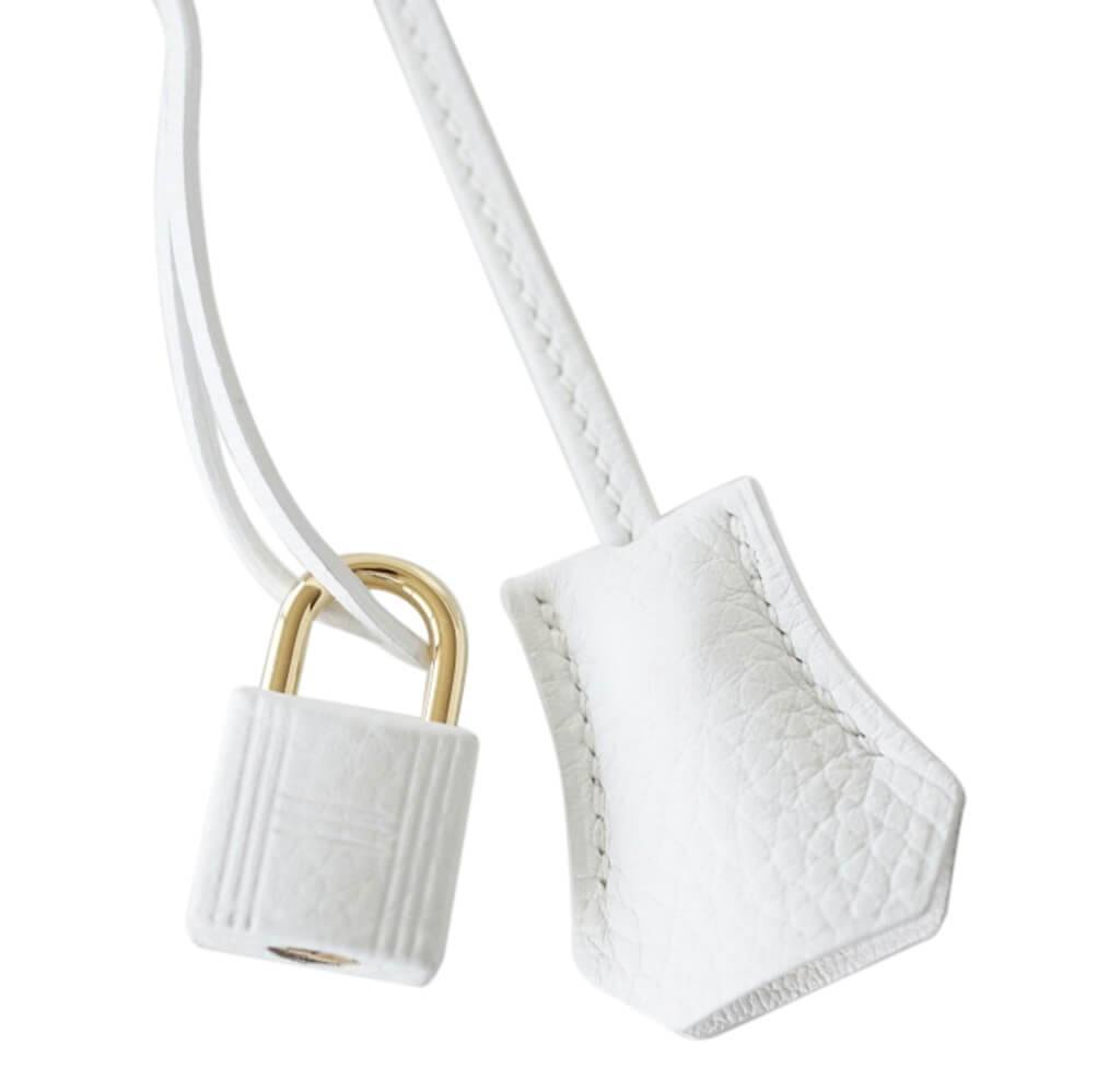 Hermes Birkin 30 Blanc (White) Clémence Gold Hardware - Vendome
