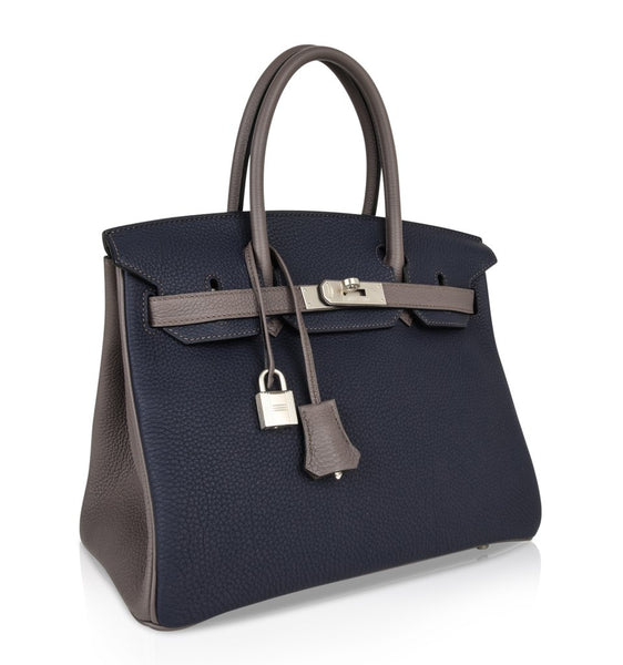 Hermès Birkin 30 Bi-Color Special Order Bag palladium pristine front right