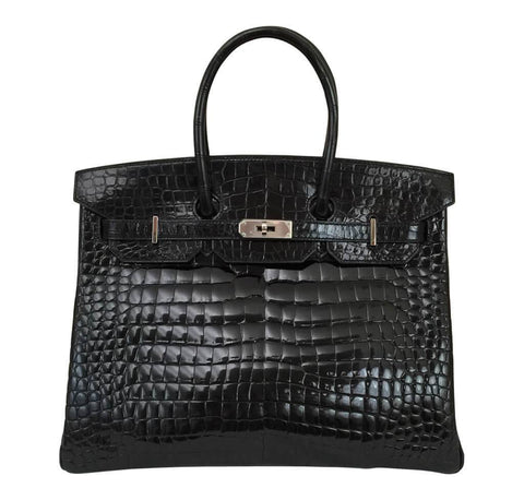 Hermes Birkin 35 Black Crocodile Bag