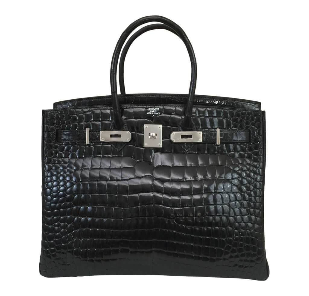 Birkin 35 crocodile handbag Hermès Black in Crocodile - 32960201