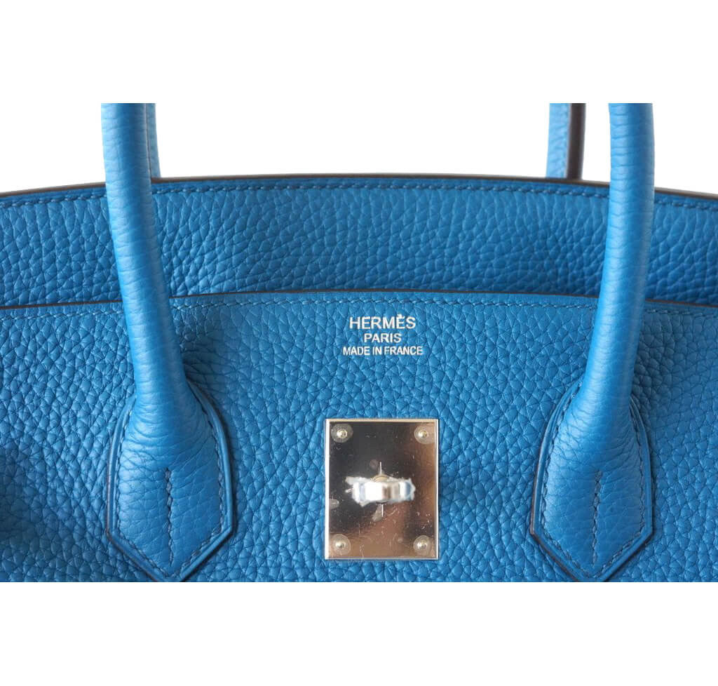 Hermes Birkin 35 Bleu Thalassa Clemence Palladium Hardware #Q