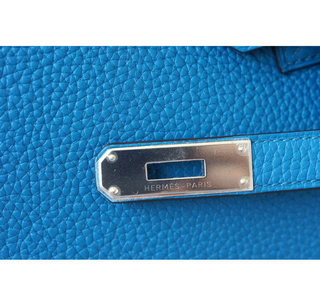 Hermes Birkin Bag 35 Clemence blau Palladium Tasche