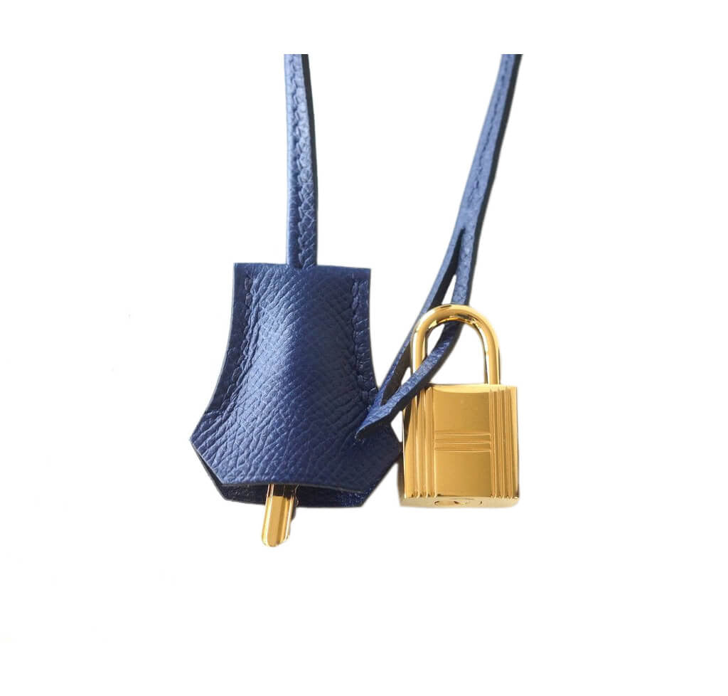 Birkin 35 leather handbag Hermès Blue in Leather - 33052138