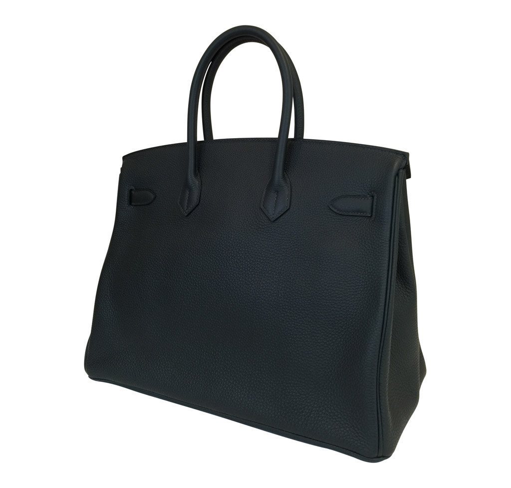 Birkin 35 leather handbag Hermès Blue in Leather - 14820852