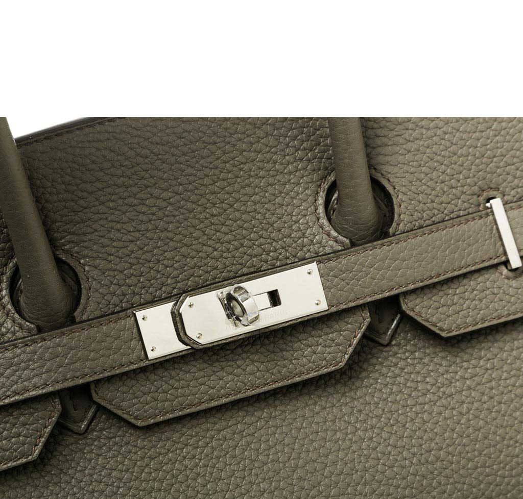 Hermes Birkin bag 35 Olive green Togo leather Silver hardware