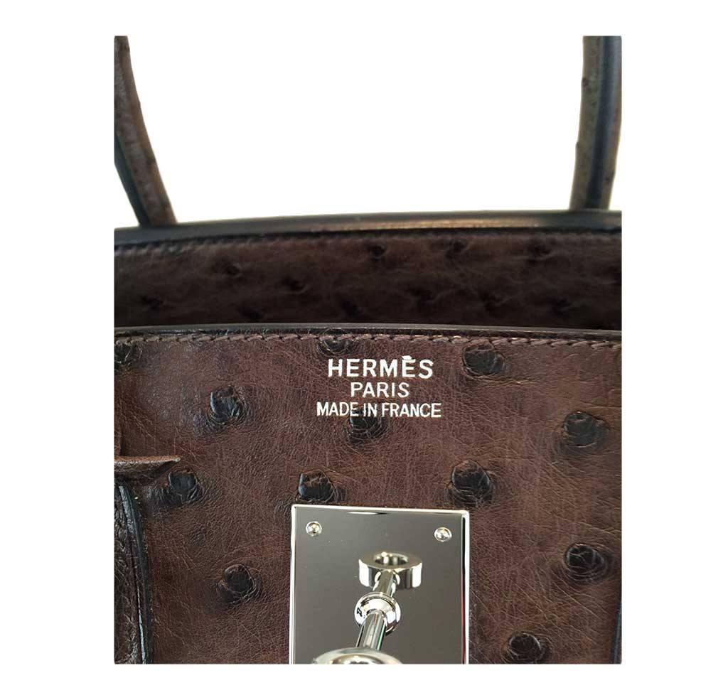 Hermes Birkin Bag 35cm Marron Fonce Ostrich Palladium Hardware