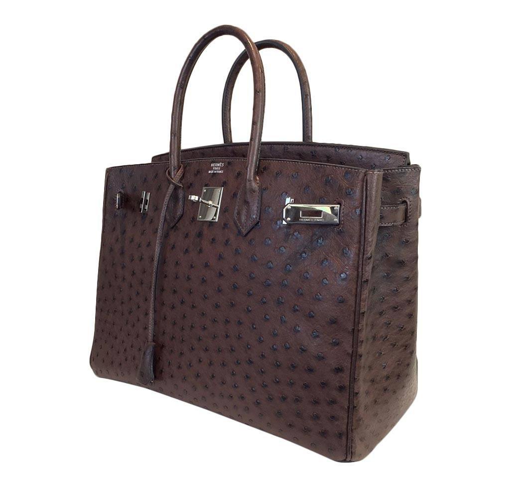 Birkin 35 ostrich handbag Hermès Brown in Ostrich - 29986518