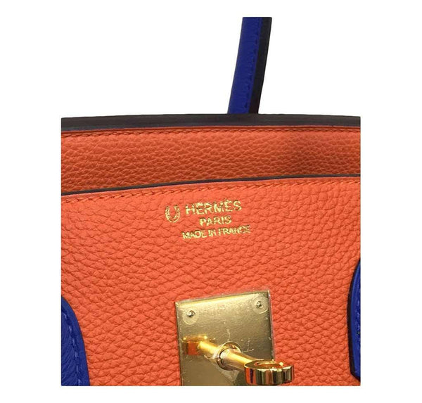 hermes birkin 35 special order blue orange new embossing