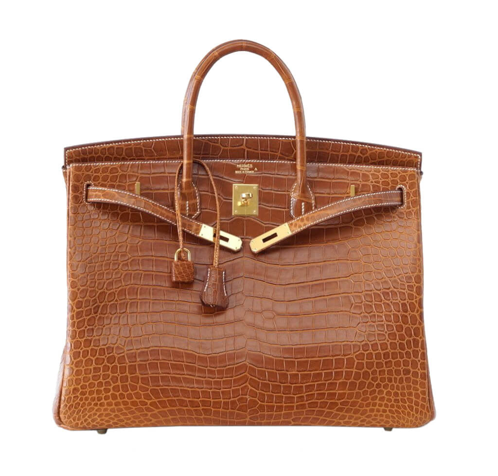 Birkin Crocodile Skin Leather in Brown, Luxury, Bags & Wallets on
