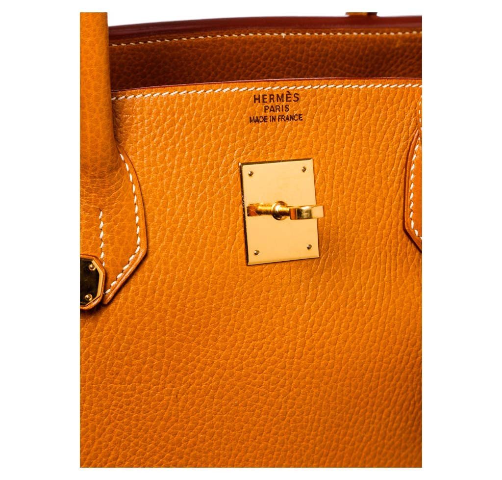 Hermes 40cm Natural Gold Ardennes Leather Gold Plated Birkin Bag - Yoogi's  Closet