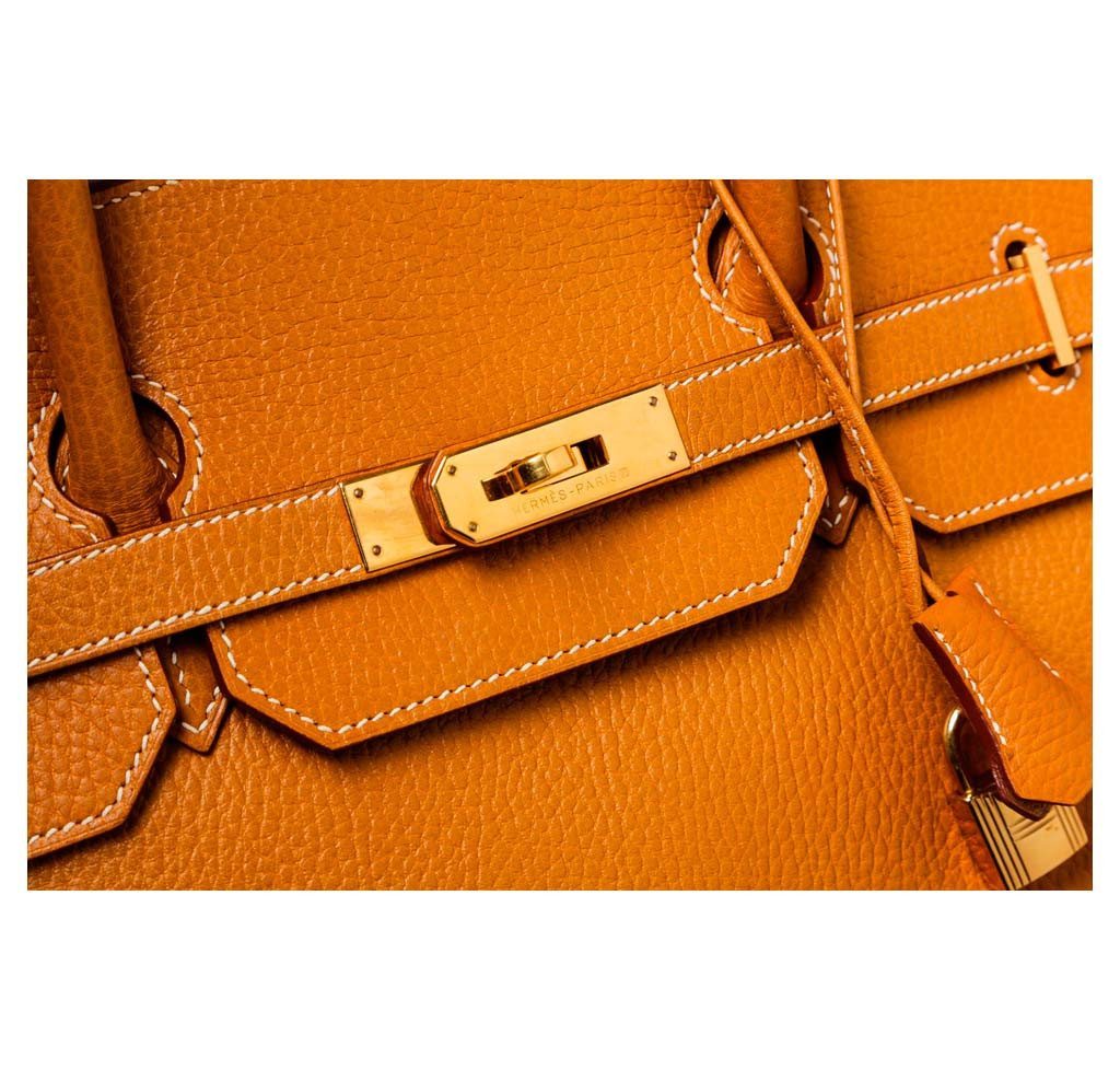 Hermes 40cm Natural Gold Ardennes Leather Gold Plated Birkin Bag - Yoogi's  Closet