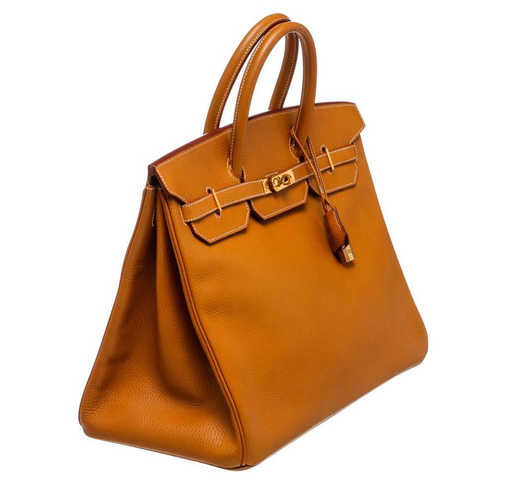 Hermes Orange Togo Leather Gold Hardware Birkin 40 Bag Hermes
