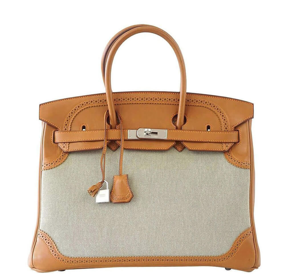 Auth Spa - Dịch Vụ Spa Túi Xách, Giày Dép Authentic Tại HCM. Hermès Birkin Ghillies 35cm Bag Barenia Toile - Palladium Hardware | Baghunter