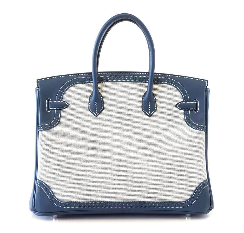 Hermes Birkin 35 Kushbel Blue France G engraved handbag bag blue 0058