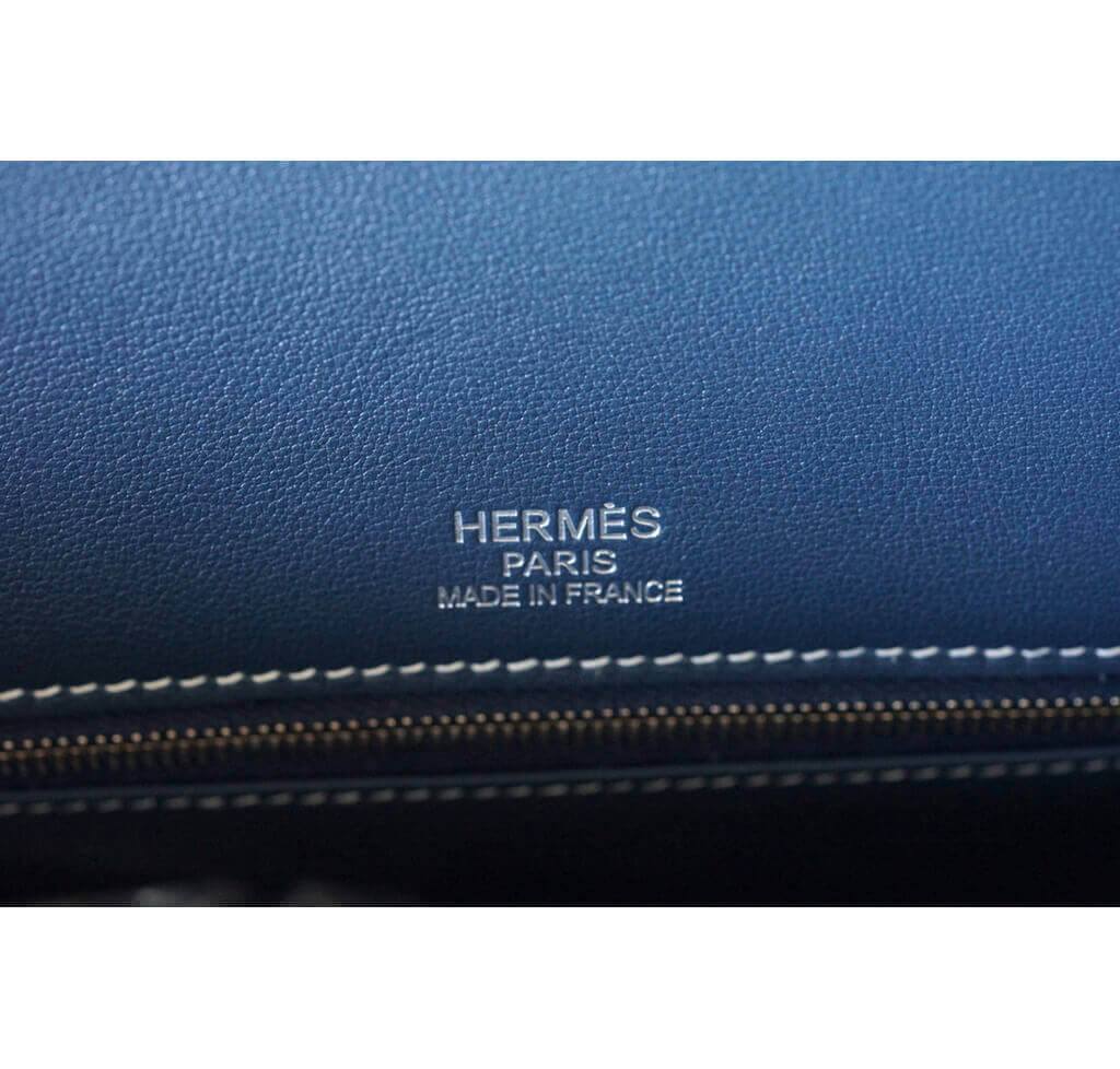 Hermes Birkin 35 Ghillies Bleu Saphir Swift And Toile Palladium