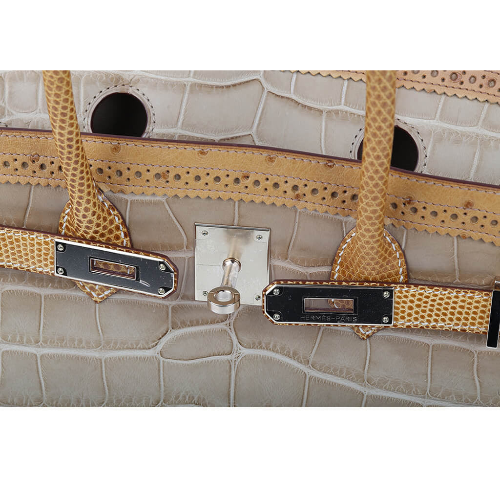 Birkin 35 alligator handbag Hermès Grey in Alligator - 24998928