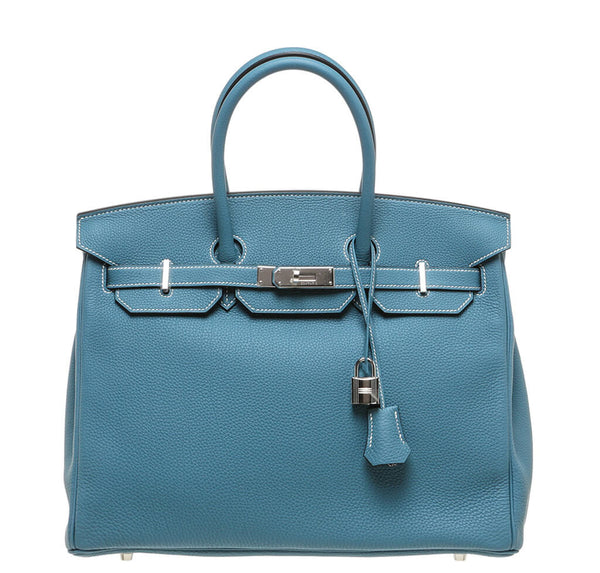 Hermes Birkin 35 Bag Blue Jean