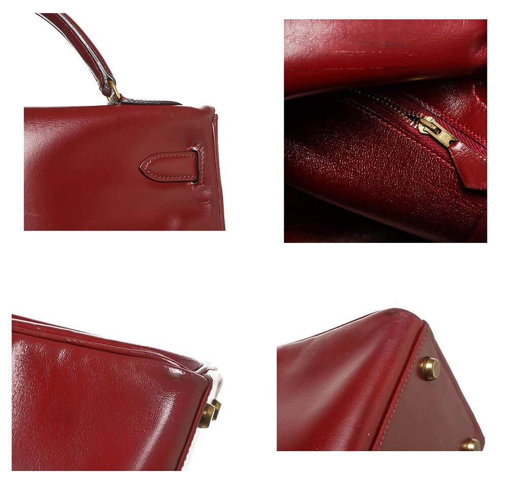 Stunning Hermès Kelly 32 handbag in Burgundy Calf box leather, GHW