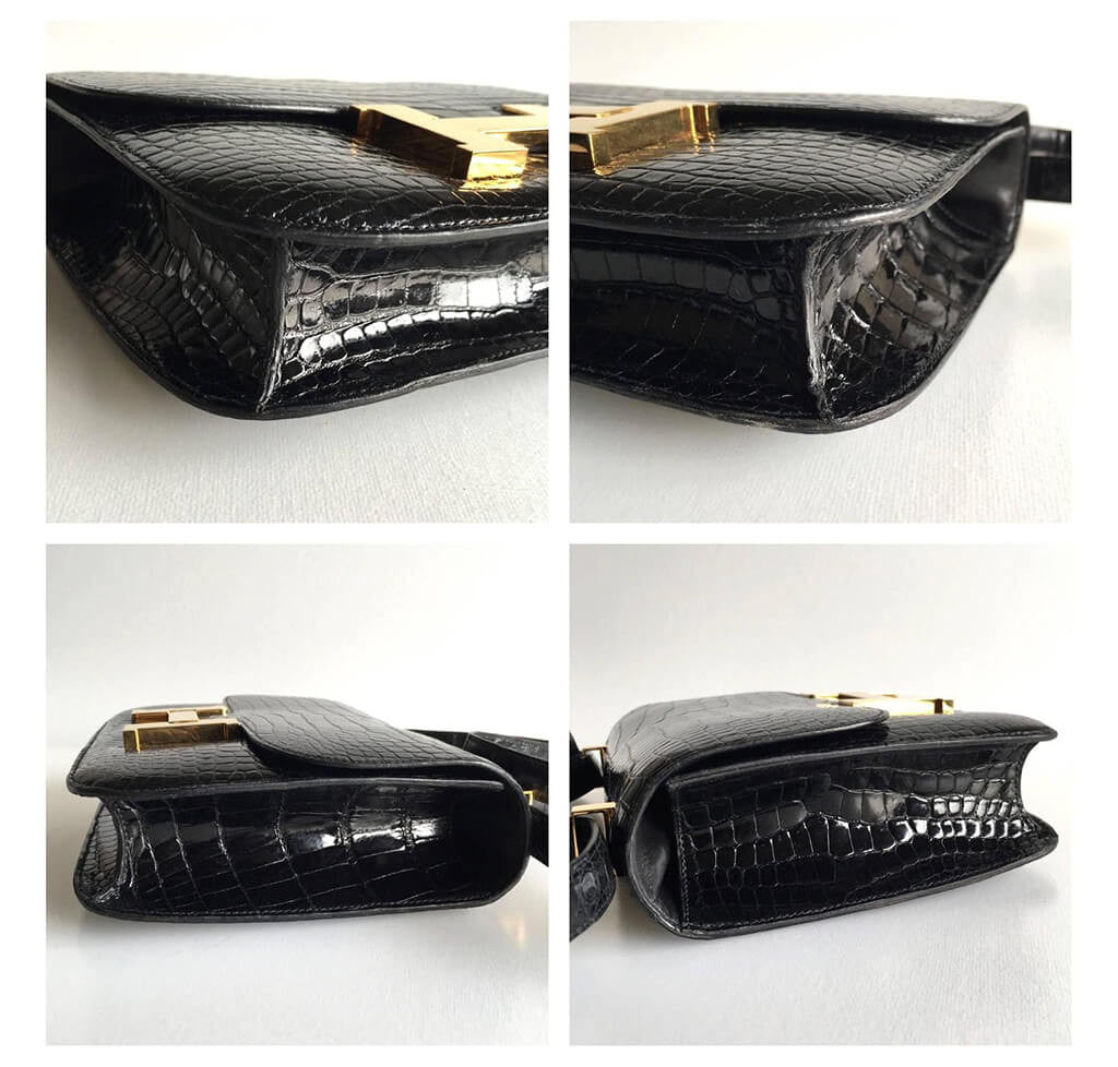 Hermès Constance 24 Noir (Black) Crocodile Porosus Lisse Gold Hardware GHW