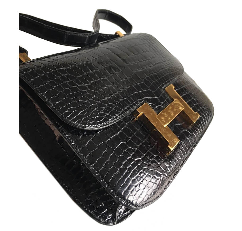 Hermes Burgundy Lizard Skin Leather 23cm Constance Shoulder Bag – On Que  Style