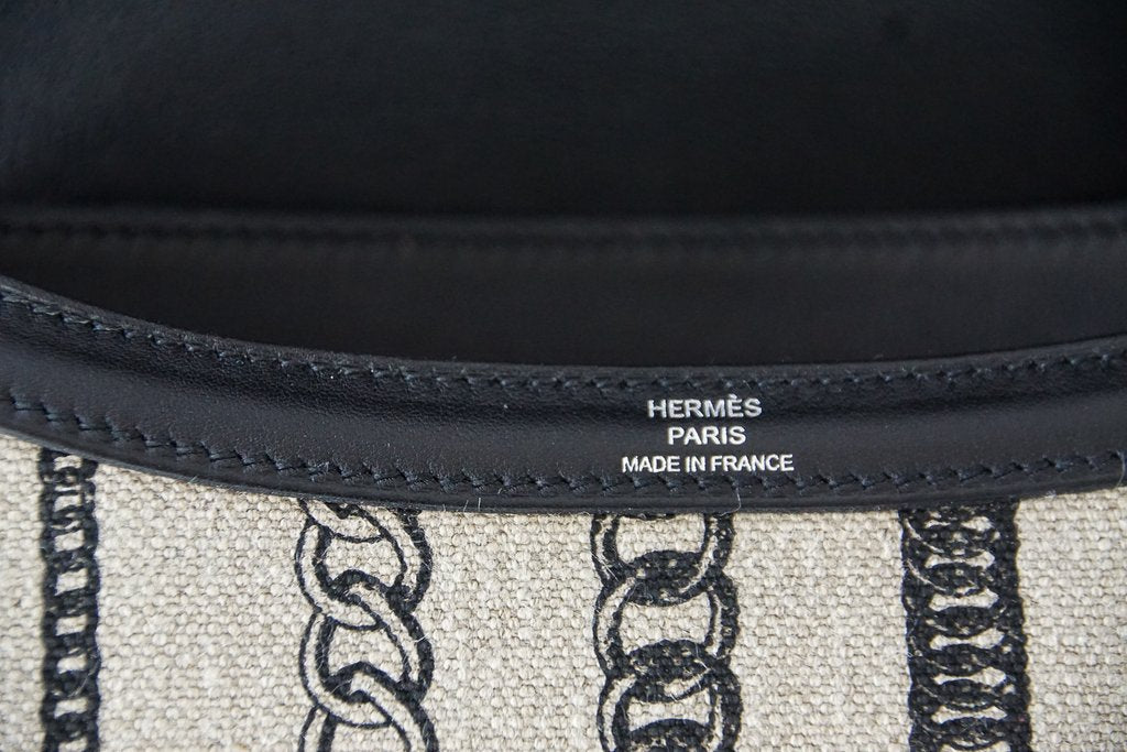 Hermès Constance MM 24 De Camp Dechainee Toile And Black Veau Swift Pa