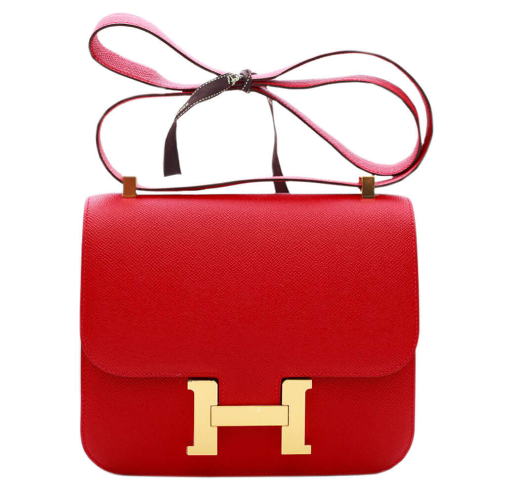 Hermes Constance Wallet Epsom Leather Gold Hardware In Red