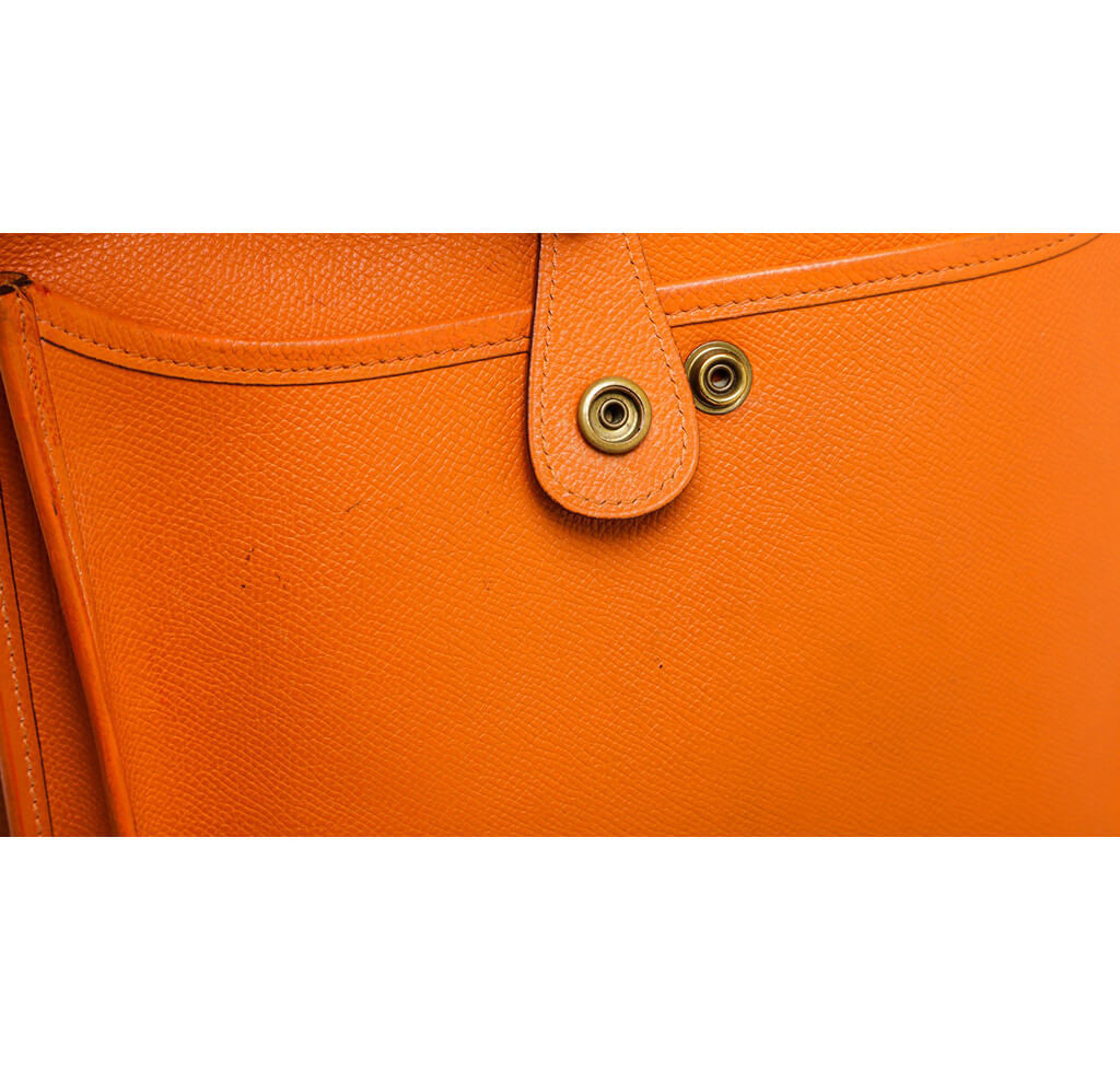 Hermes Evelyne PM III Clemence Leather Crossbody Bag Orange