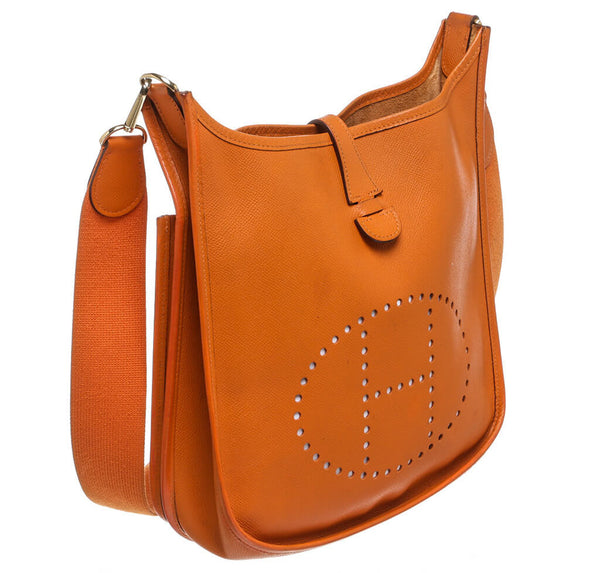 Hermes Evelyne Bag Orange Clemence Leather