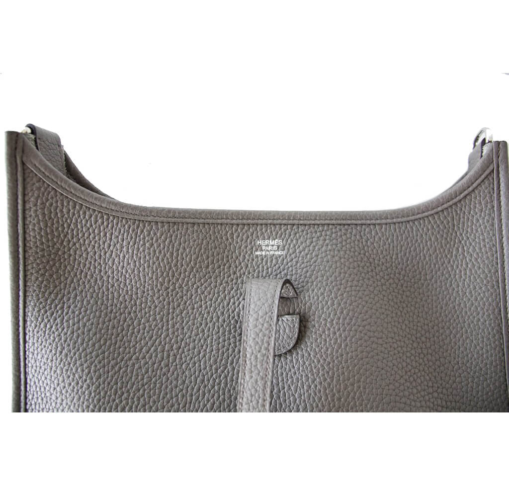 Hermes Bag Evelyne GM Etain Clemence Palladium Hardware New w/ Box