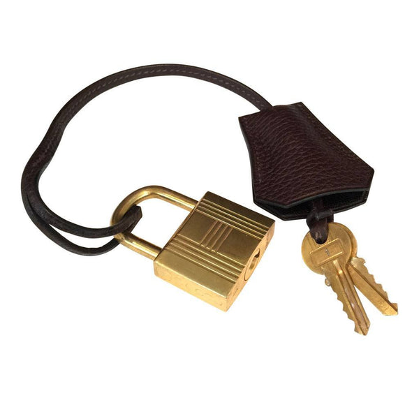 hermes hac bag 55 brown used lock keys