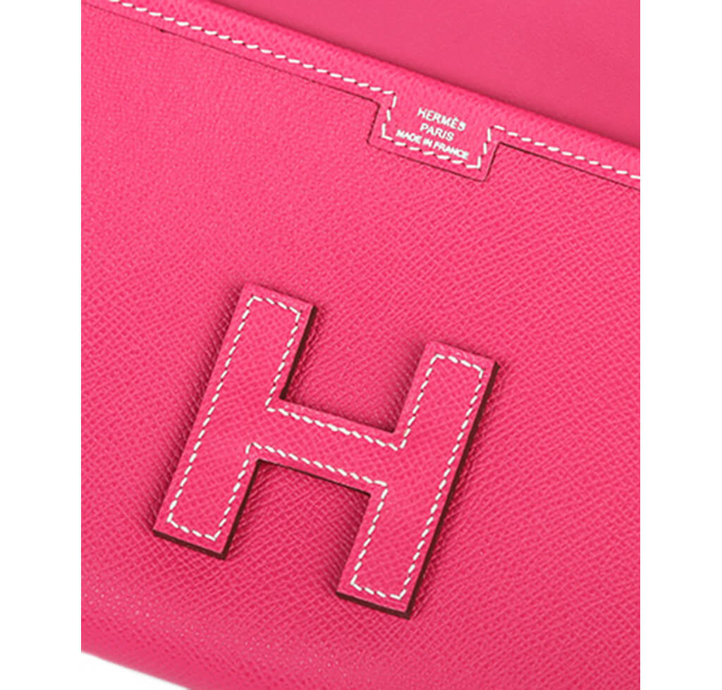 Hermes Rose Azalee Evercolor Leather Jige 29 Clutch Bag