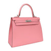 Hermes Kelly 25 Pink Rose Confetti Epsom Palladium Pristine Bag Front Side 2