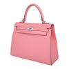 Hermes Kelly 25 Pink Rose Confetti Epsom Palladium Pristine Bag Front Side