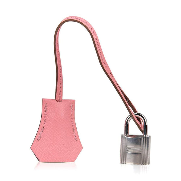 Hermes Kelly 25 Pink Rose Confetti Epsom Palladium Pristine Bag Lock Keys Clochette