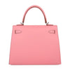 Hermes Kelly 25 Pink Rose Confetti Epsom Palladium Pristine Bag Back