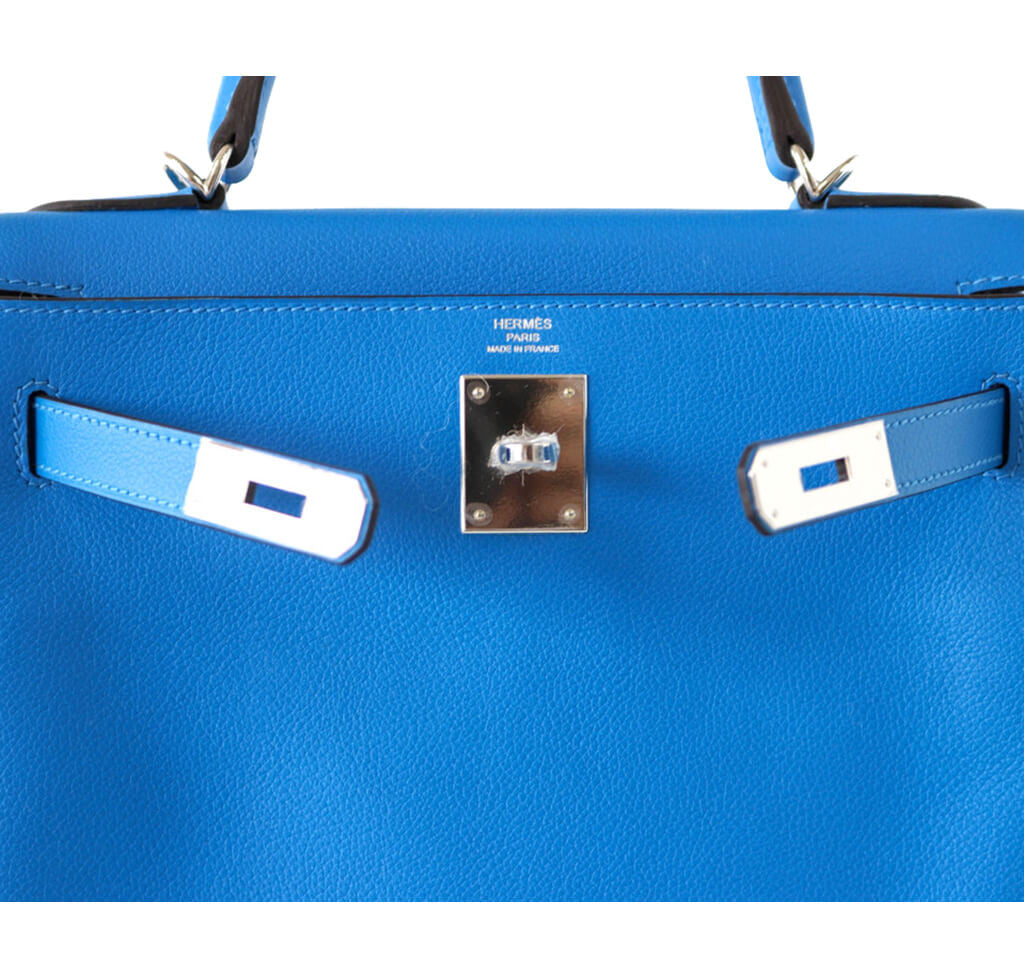 Hermes Personal Kelly bag 28 Retourne Blue hydra/ Blue saphir