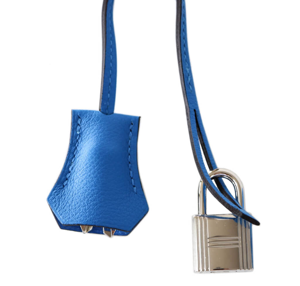 Hermès Kelly 28 Blue Hydra Evergrain Leather - Palladium Hardware