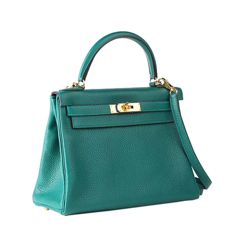 Hermès Kelly 28 Bag Malachite Togo Leather - Gold Hardware