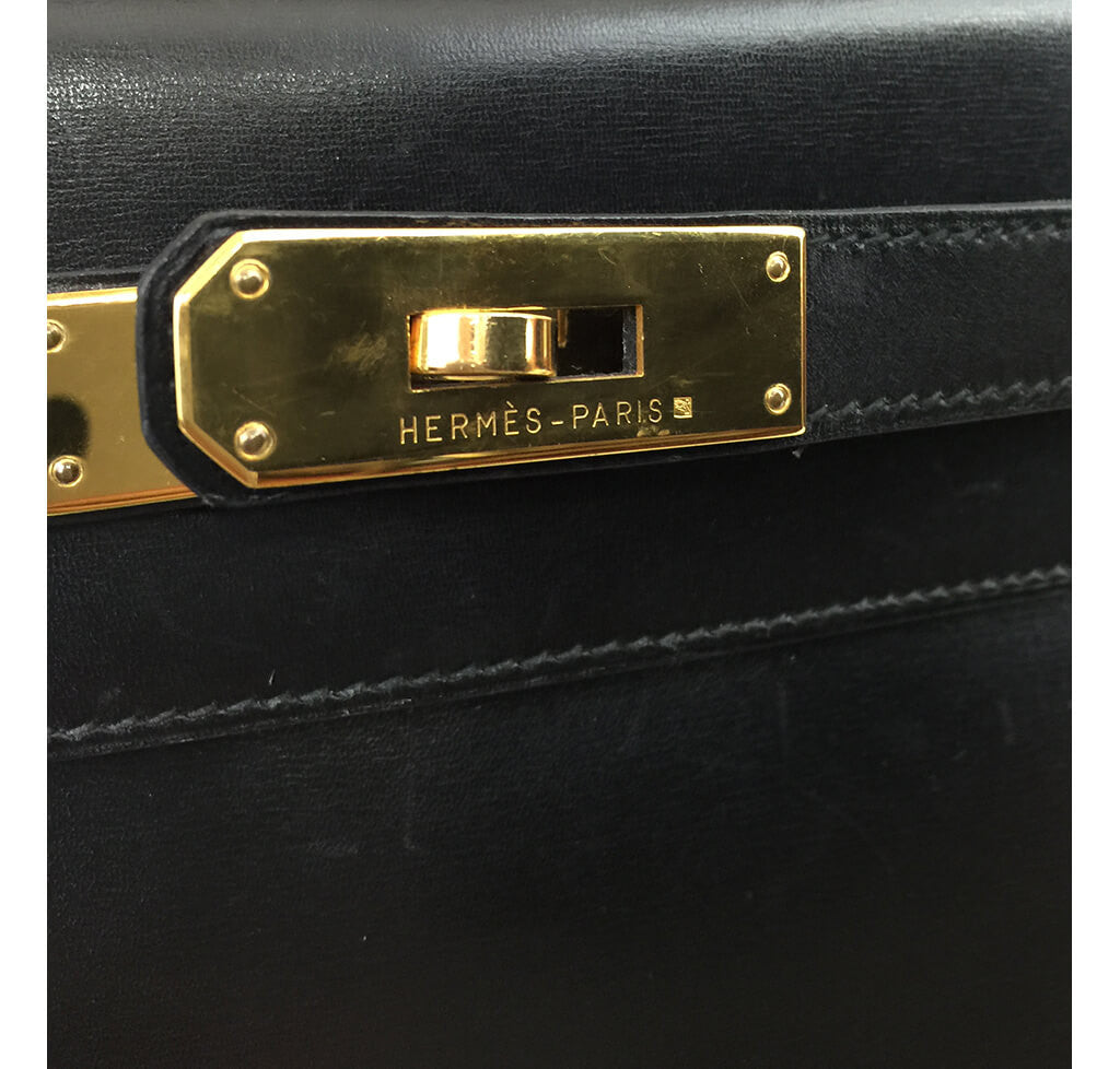 Kelly 28 leather handbag Hermès Black in Leather - 32537333