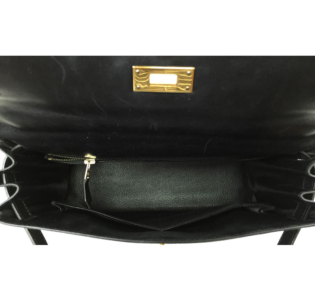 Kelly 28 leather handbag Hermès Brown in Leather - 35363171