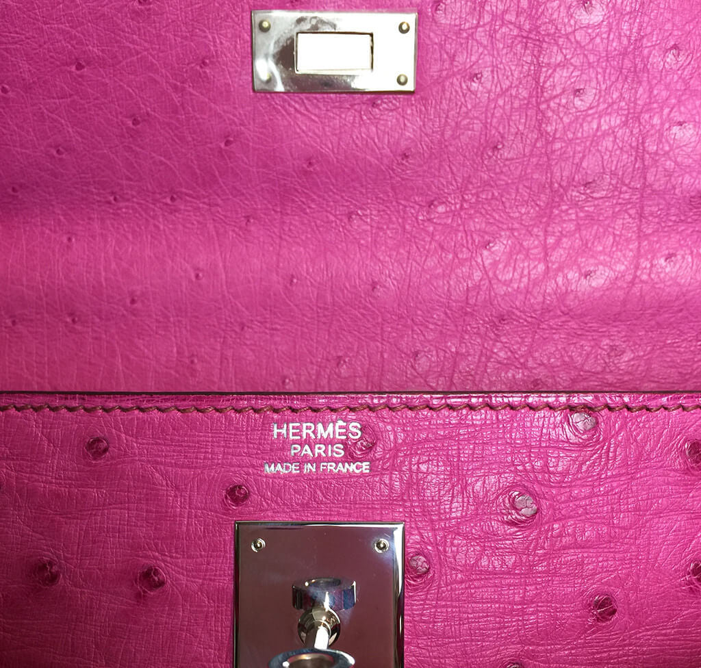 Hermès Kelly 32cm Special Order Tri-color Ostrich Palladium Hardware at  1stDibs
