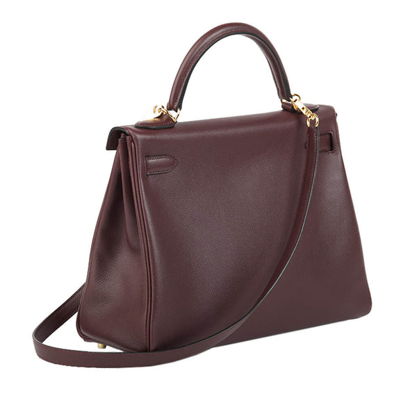 Hermes Kelly 32 Bag Prune Evercolor